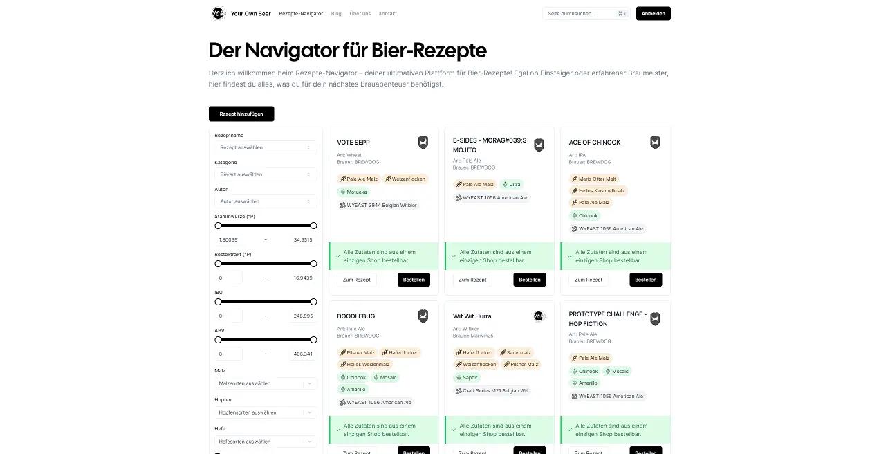 Navigator für Bier-Rezepte